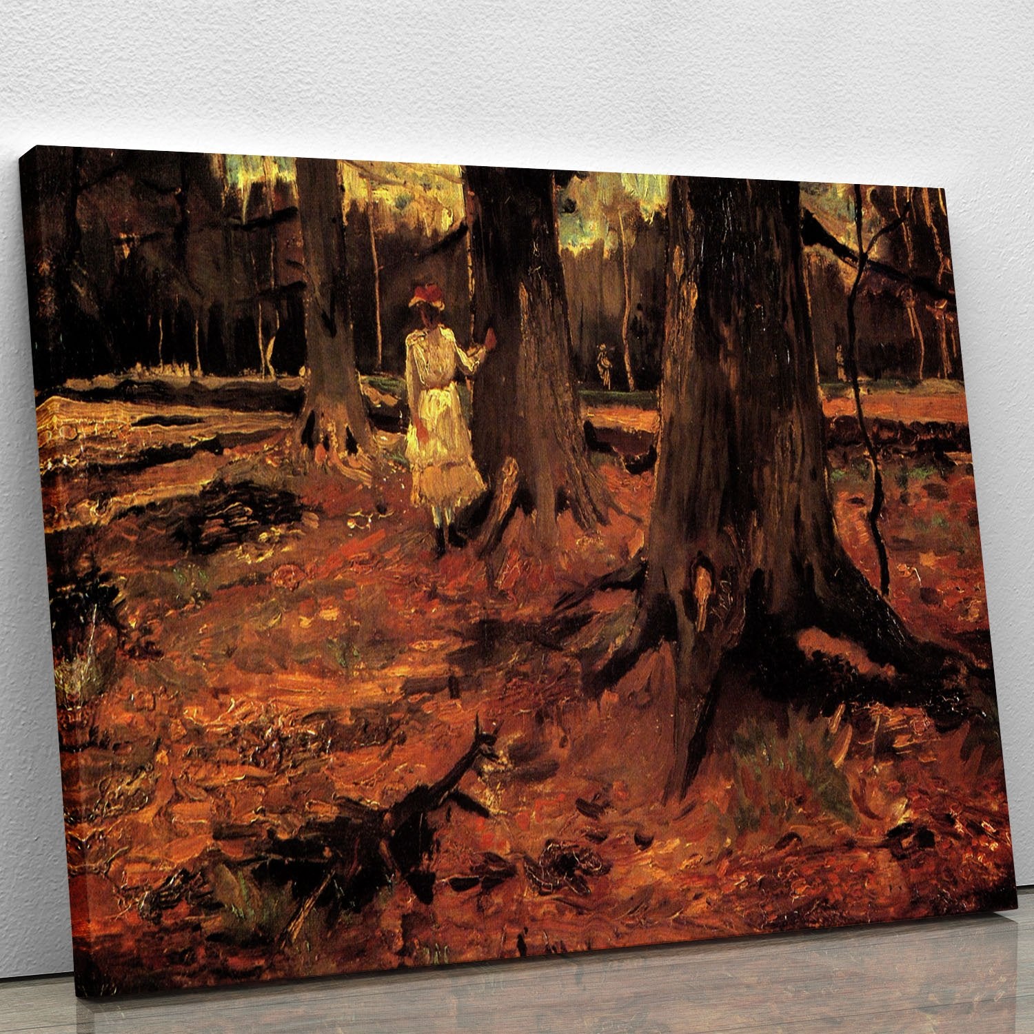 Girl in White in the Woods by Van Gogh Canvas Print or Poster