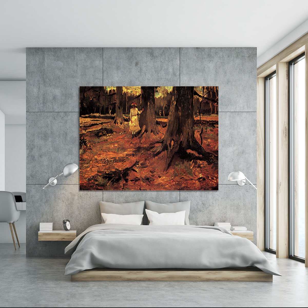 Girl in White in the Woods by Van Gogh Canvas Print or Poster