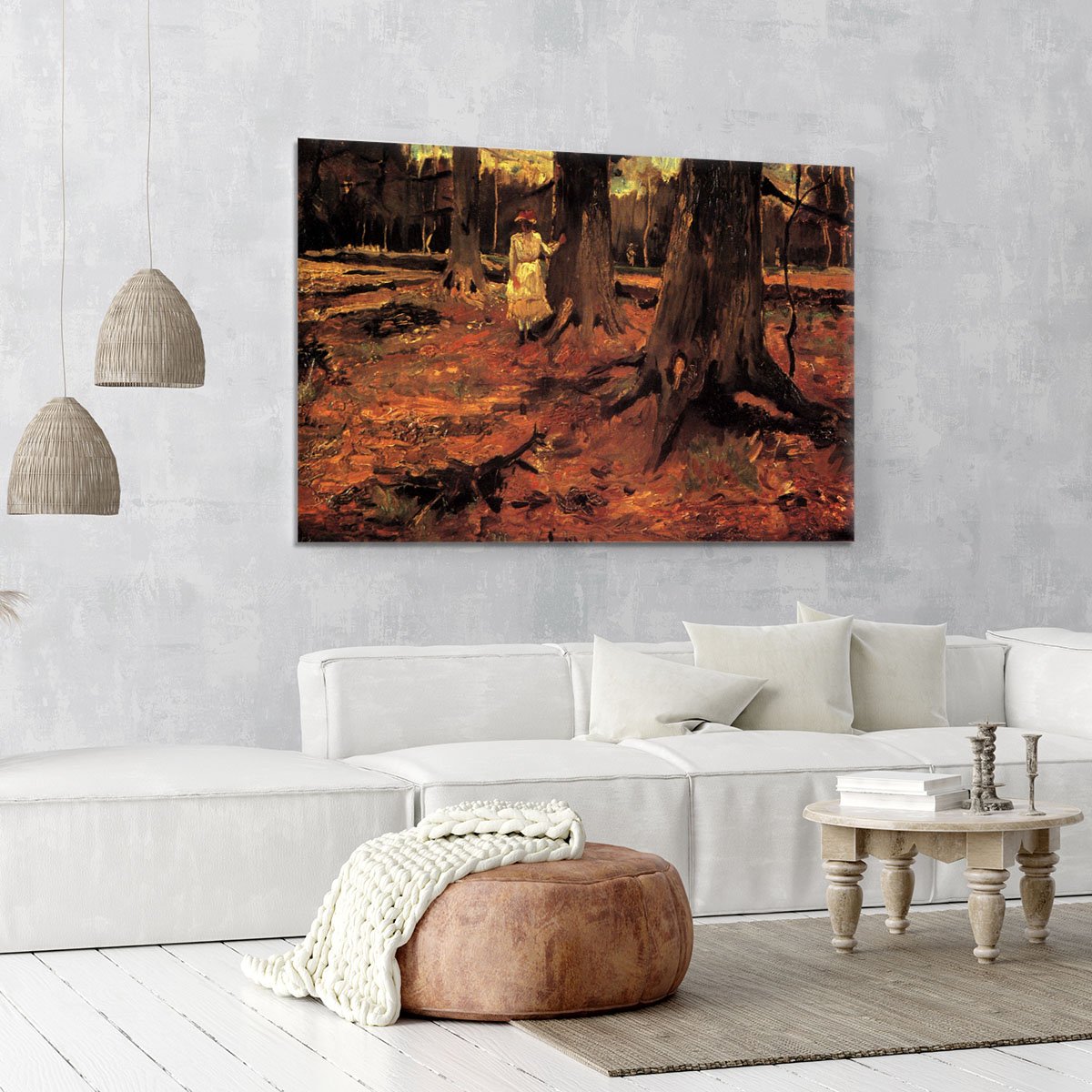 Girl in White in the Woods by Van Gogh Canvas Print or Poster