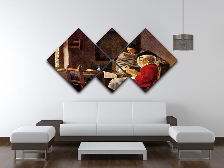 Girl interrupted in her music 4 Square Multi Panel Canvas - Canvas Art Rocks - 3