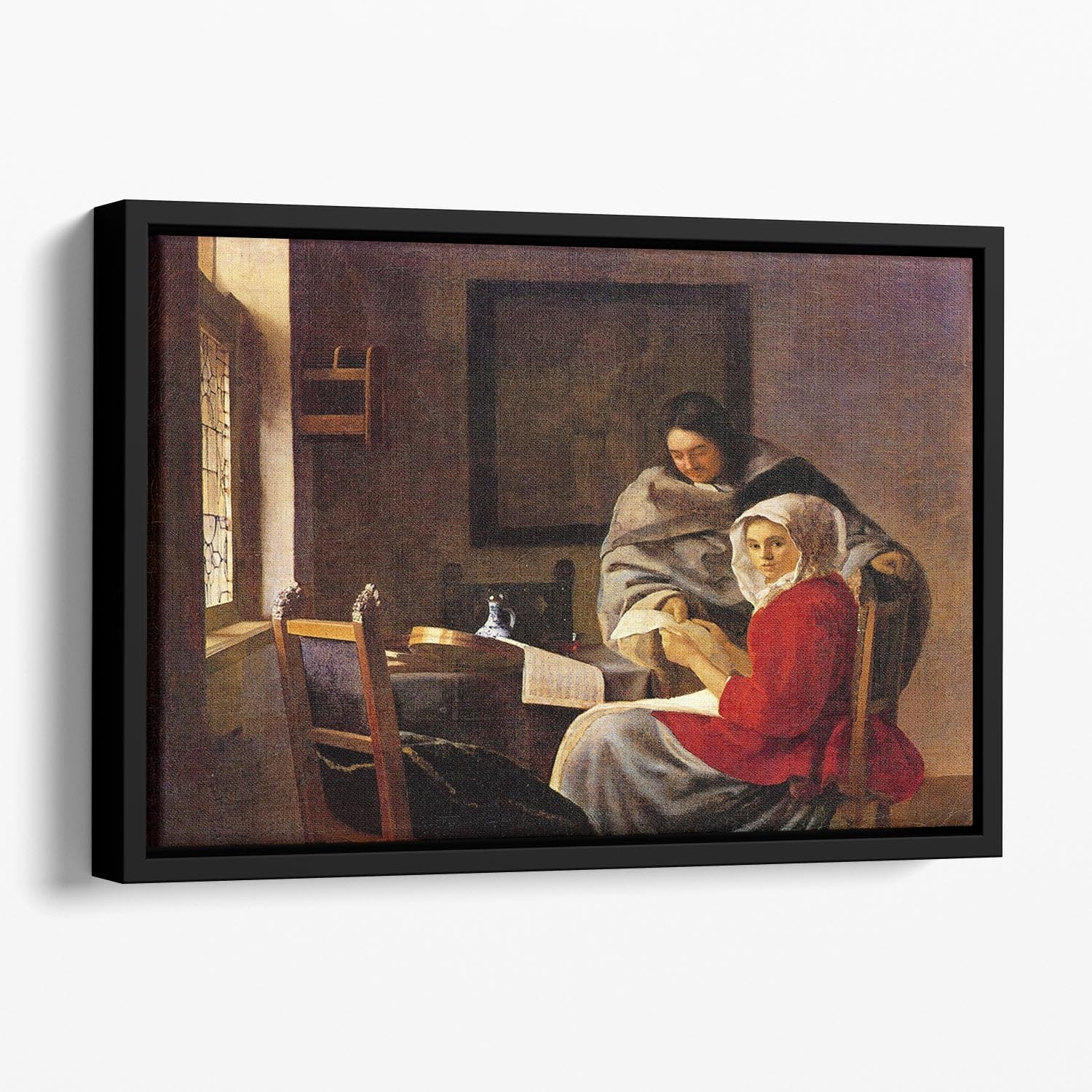 Girl interrupted in her music Floating Framed Canvas