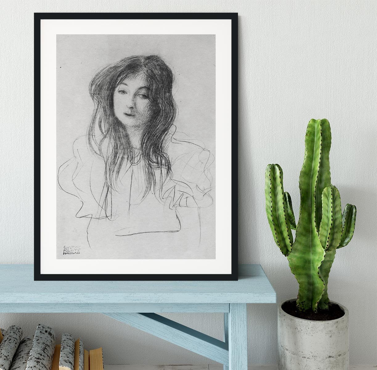 Girl with long hair by Klimt Framed Print - Canvas Art Rocks - 1