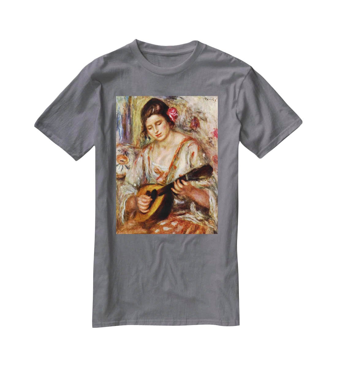Girl with mandolin by Renoir T-Shirt - Canvas Art Rocks - 3