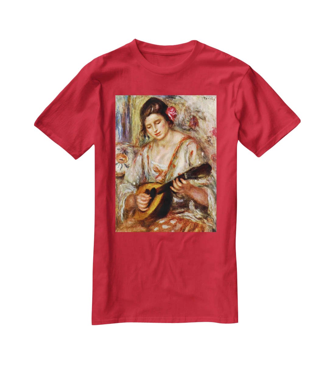 Girl with mandolin by Renoir T-Shirt - Canvas Art Rocks - 4
