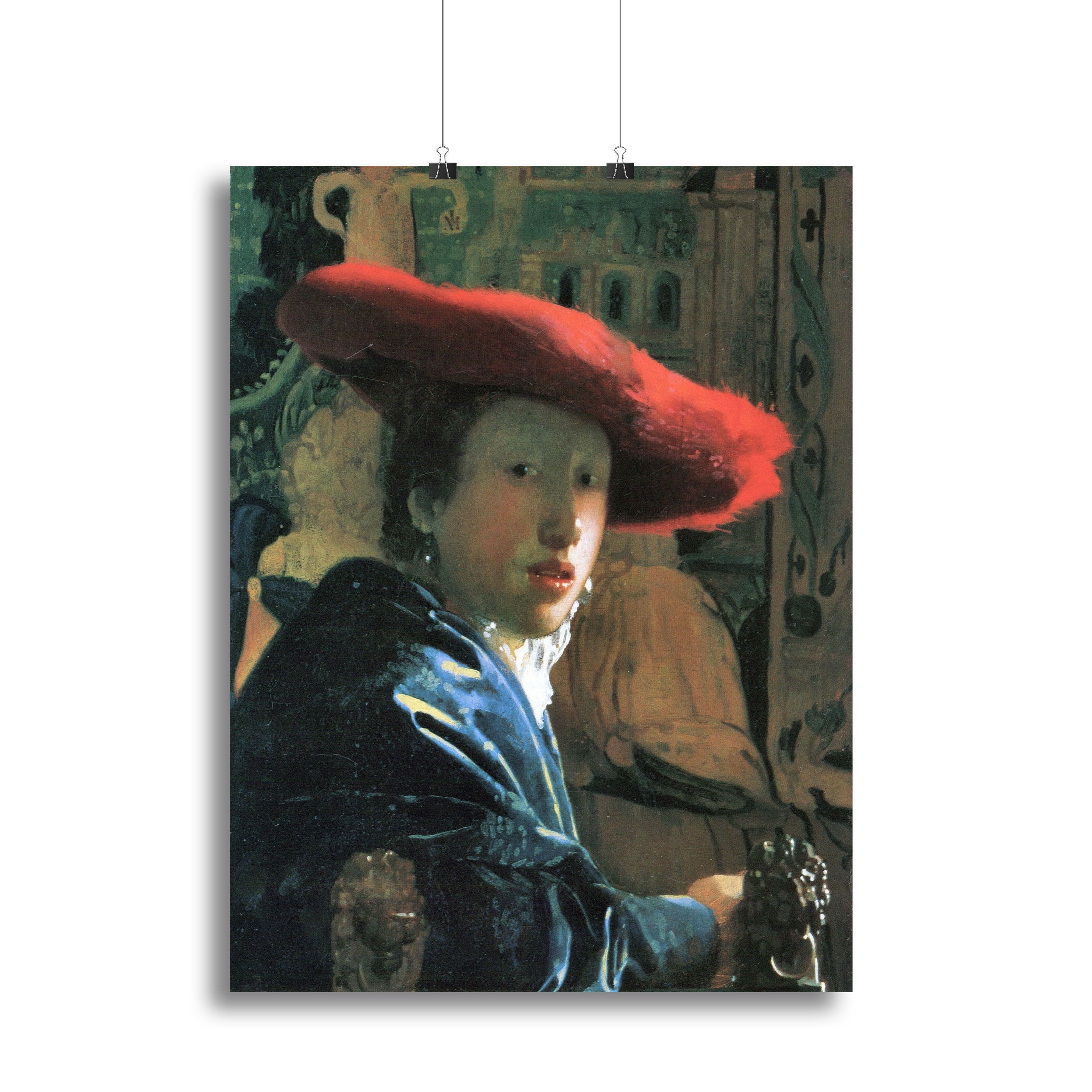 Girl with red hat by Vermeer Canvas Print or Poster