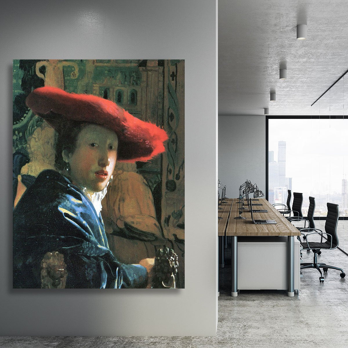 Girl with red hat by Vermeer Canvas Print or Poster