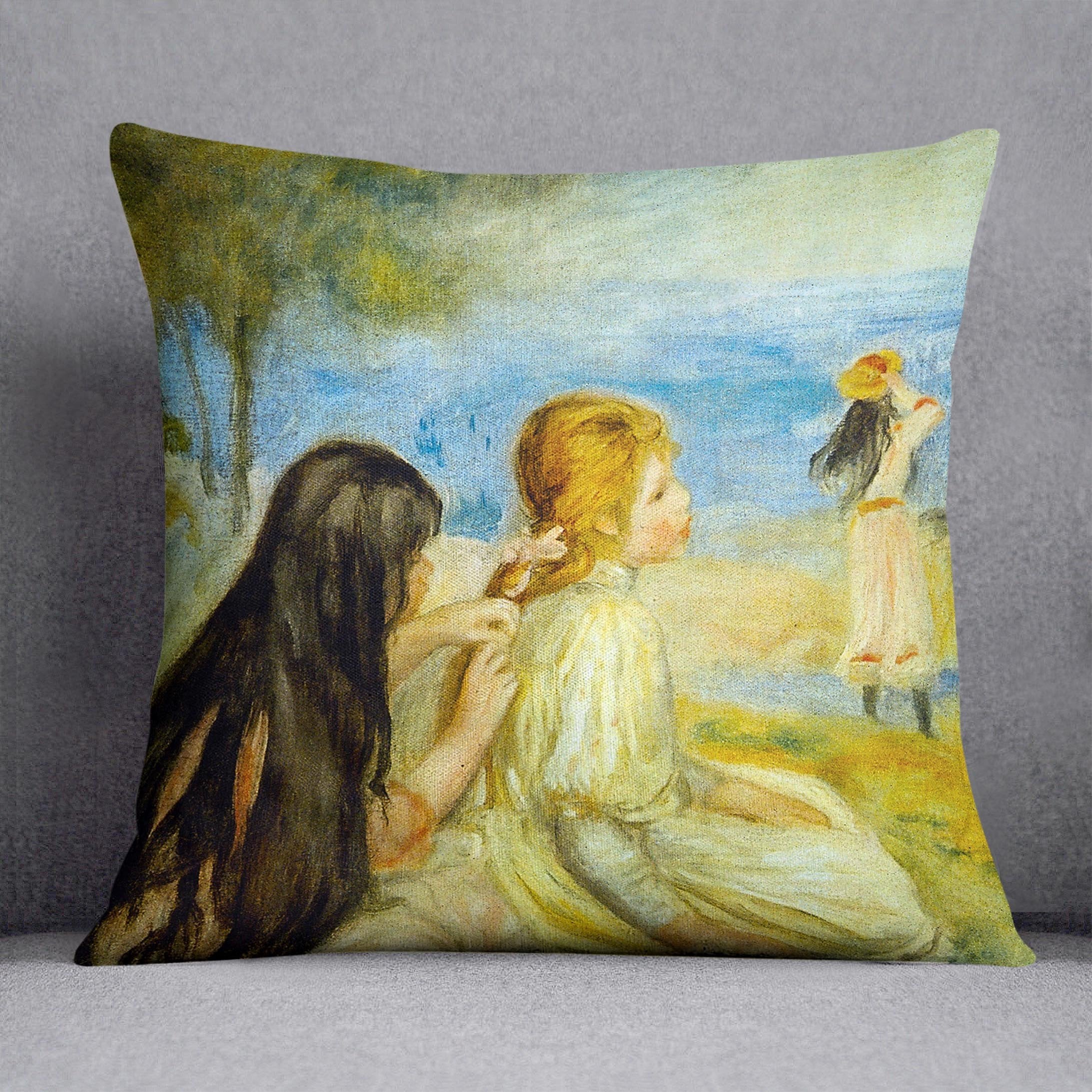 Girls by the Seaside by Renoir Throw Pillow