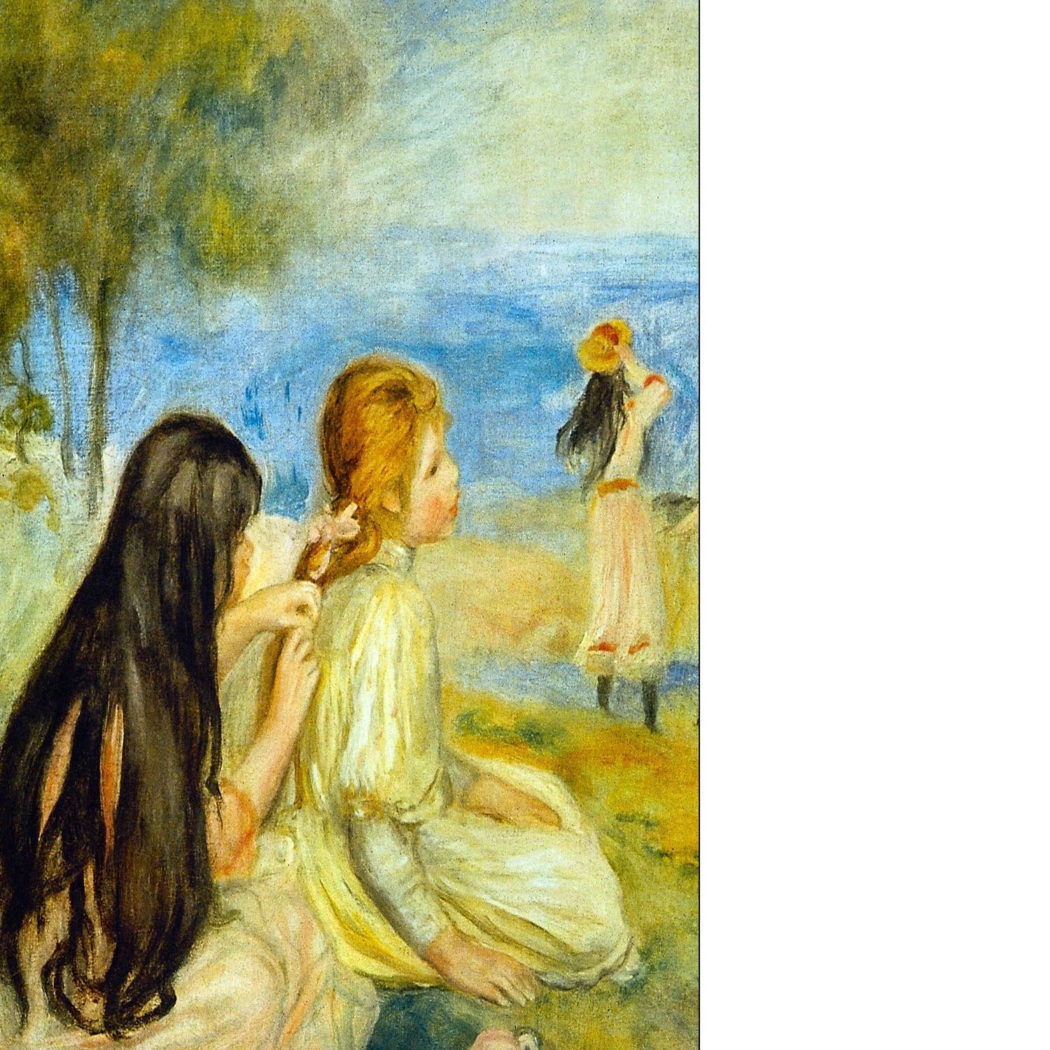 Girls by the Seaside by Renoir Floating Framed Canvas