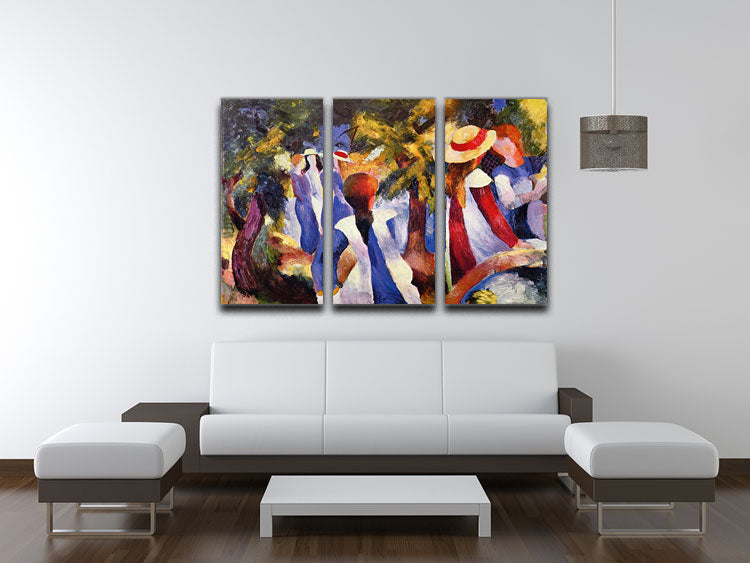 Girls in the Open by August Macke 3 Split Panel Canvas Print - Canvas Art Rocks - 3