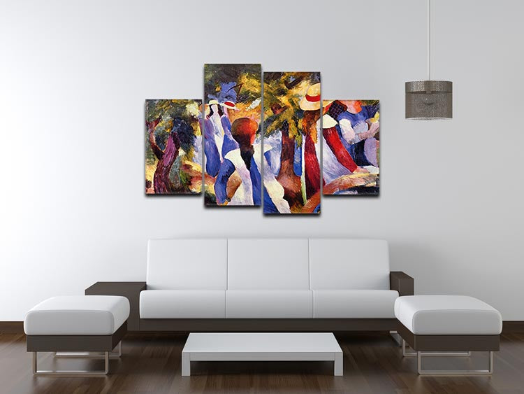 Girls in the Open by August Macke 4 Split Panel Canvas - Canvas Art Rocks - 3