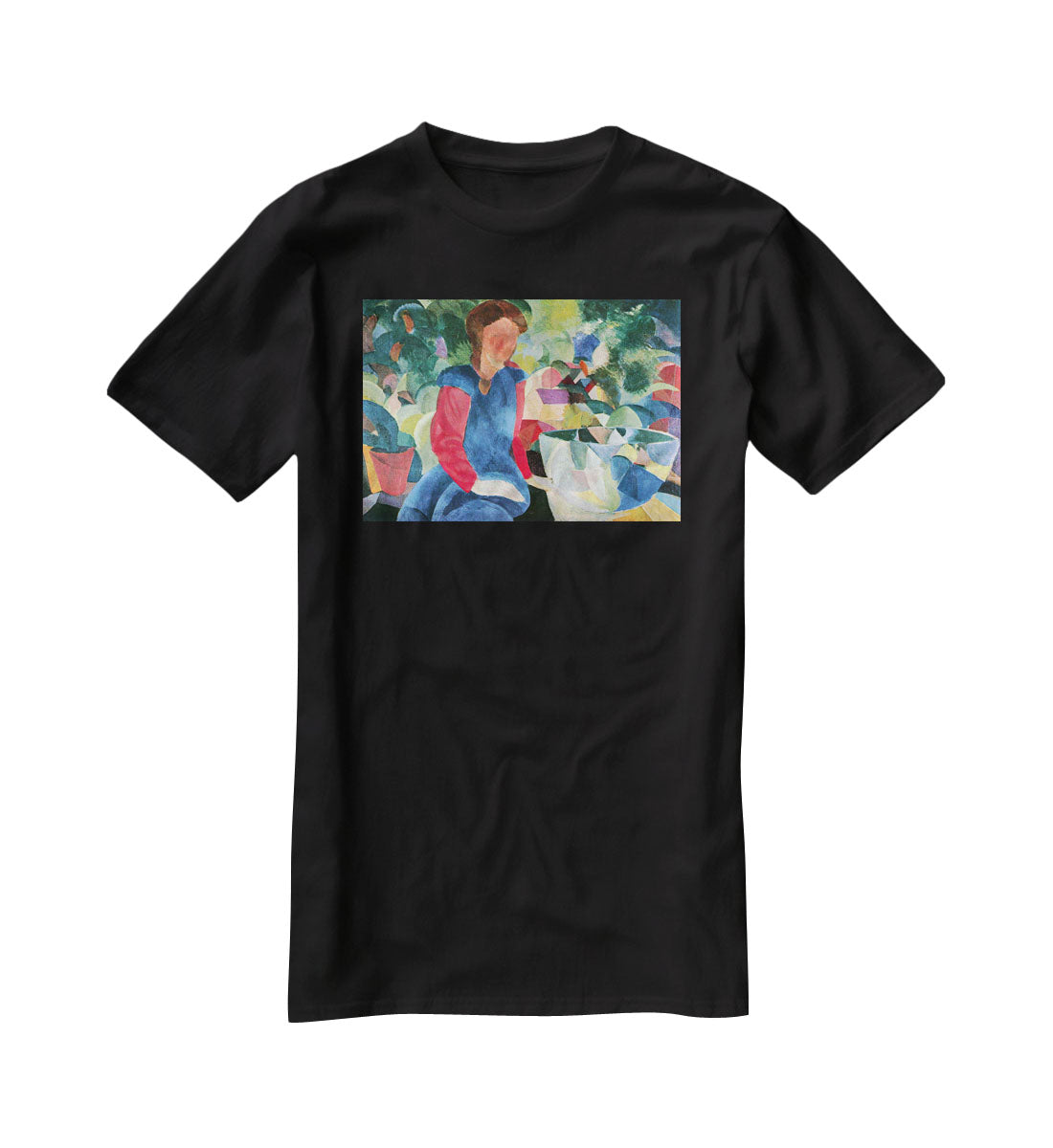 Girls with fish bell by Macke T-Shirt - Canvas Art Rocks - 1