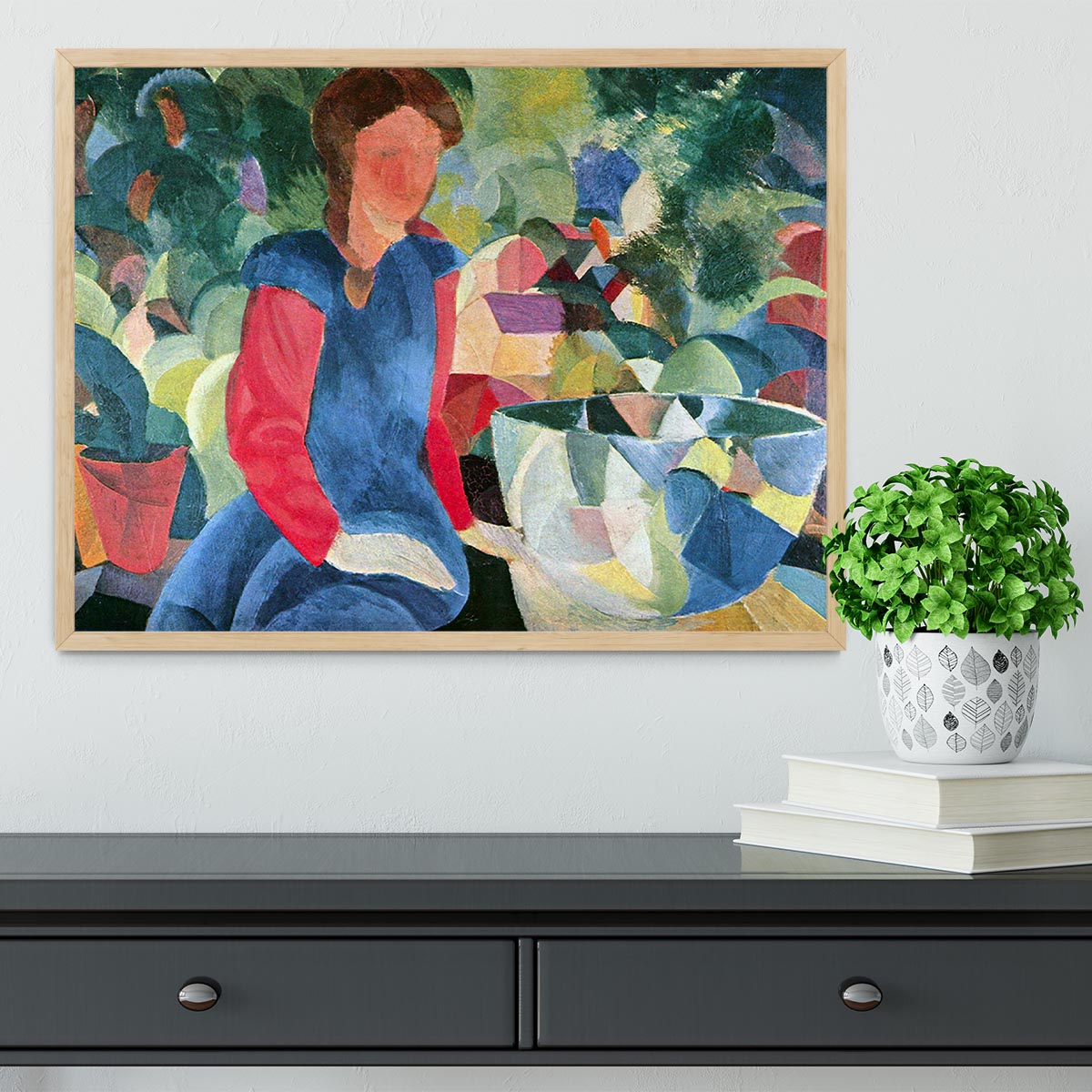 Girls with fish bell by Macke Framed Print - Canvas Art Rocks - 4