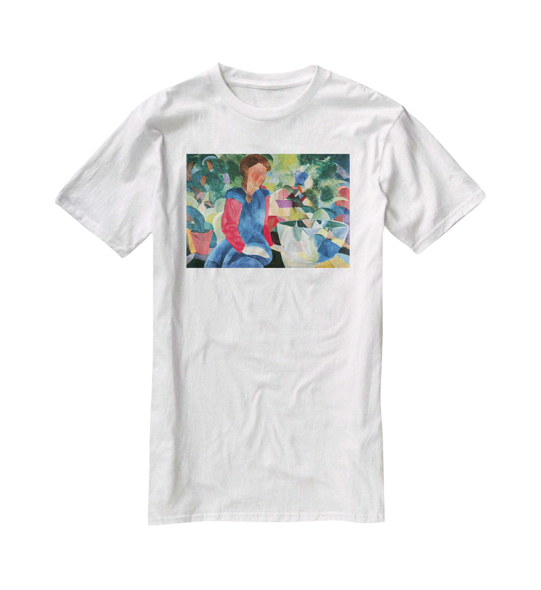 Girls with fish bell by Macke T-Shirt - Canvas Art Rocks - 5