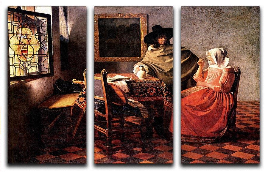 Glass of wine by Vermeer 3 Split Panel Canvas Print - Canvas Art Rocks - 1