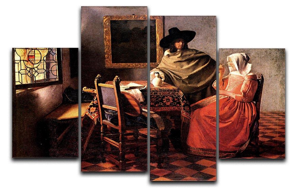 Glass of wine by Vermeer 4 Split Panel Canvas - Canvas Art Rocks - 1