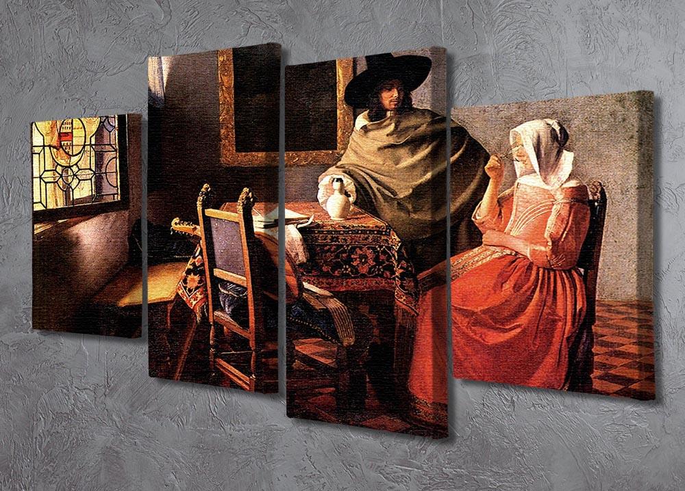 Glass of wine by Vermeer 4 Split Panel Canvas - Canvas Art Rocks - 2