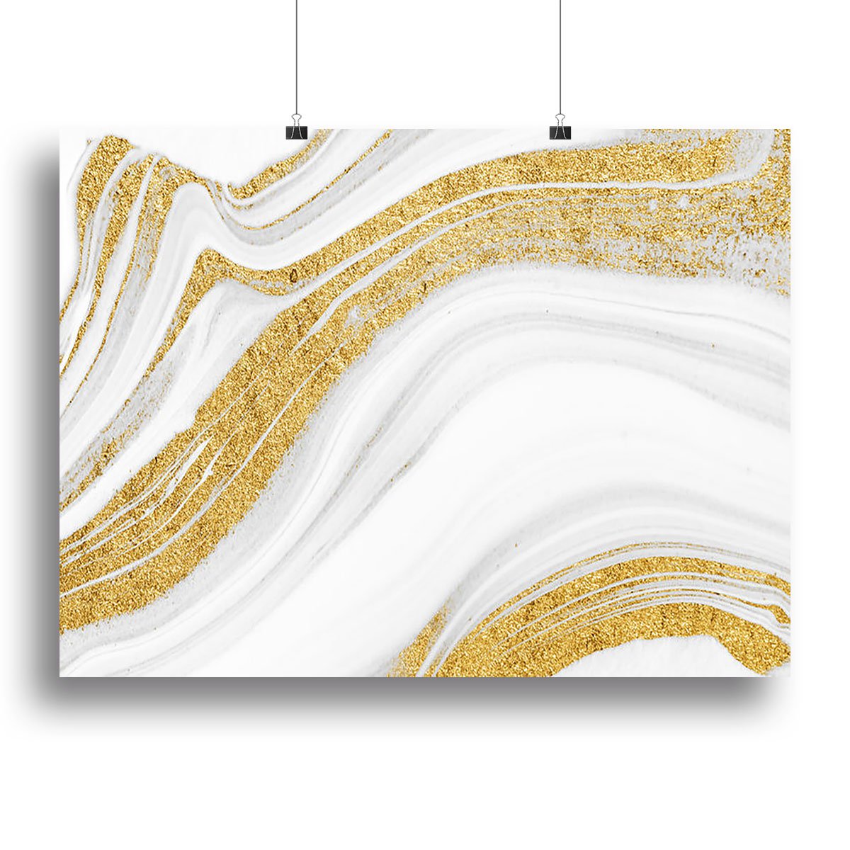 Gold White and Grey Marble Waves Canvas Print or Poster