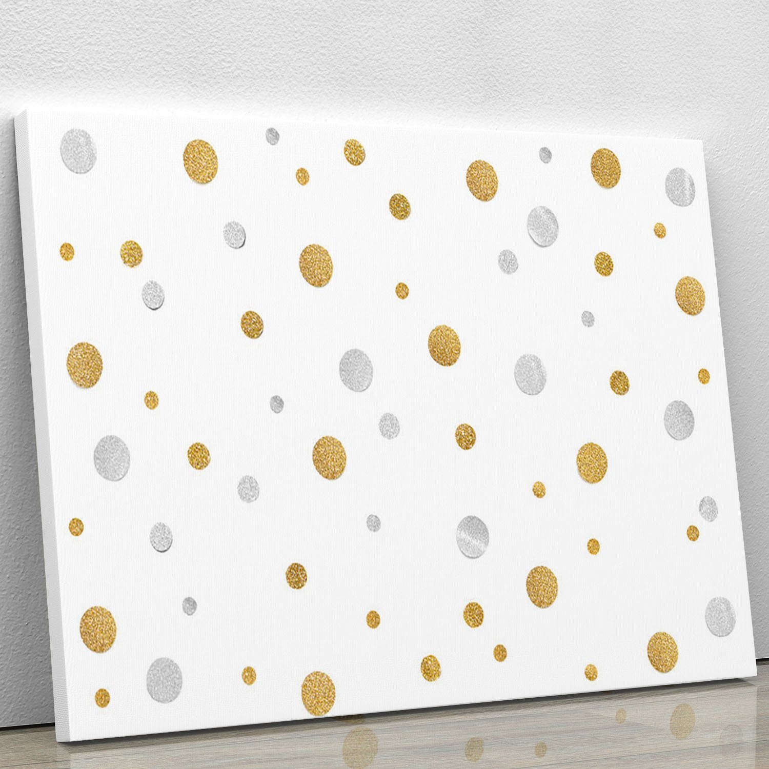 Gold and Silver Glitter Polka Dot Canvas Print or Poster