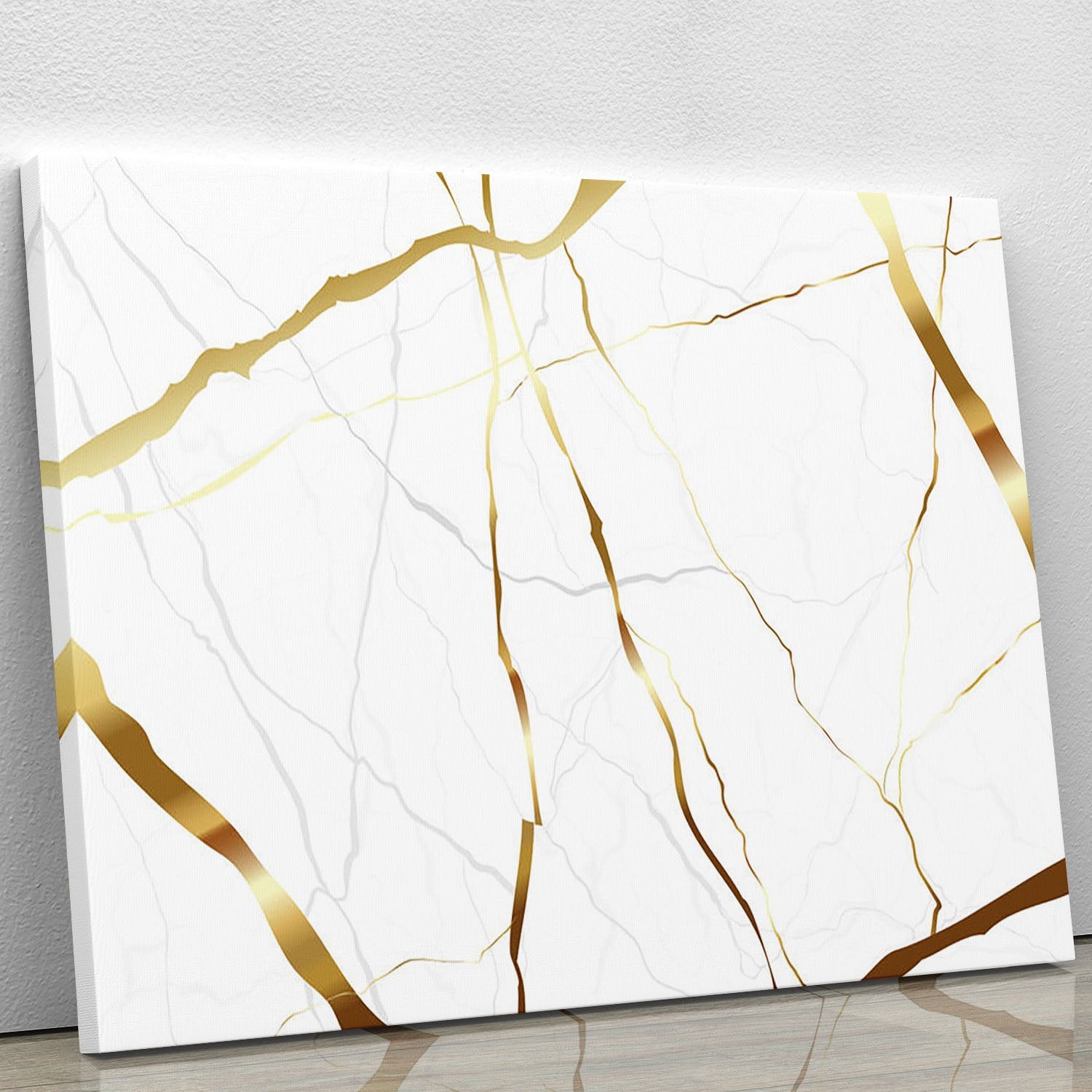 Gold and White Veined Marble Canvas Print or Poster