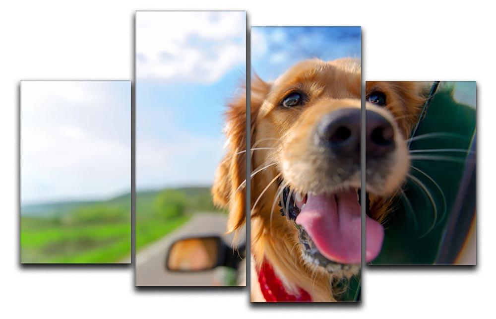 Golden Retriever Looking Out Of Car Window 4 Split Panel Canvas - Canvas Art Rocks - 1