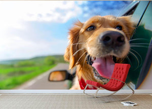 Golden Retriever Looking Out Of Car Window Wall Mural Wallpaper - Canvas Art Rocks - 2