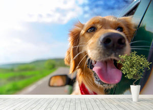Golden Retriever Looking Out Of Car Window Wall Mural Wallpaper - Canvas Art Rocks - 4