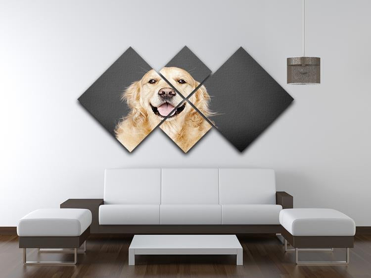 Golden Retriever isolated on grey 4 Square Multi Panel Canvas - Canvas Art Rocks - 3