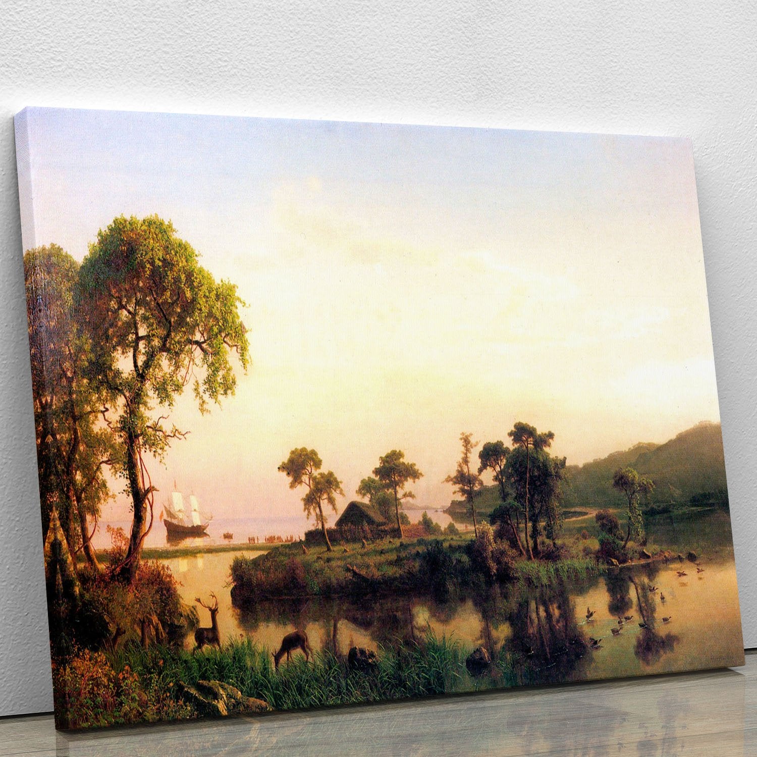 Gosnold on Cuttyhunk 1602 by Bierstadt Canvas Print or Poster