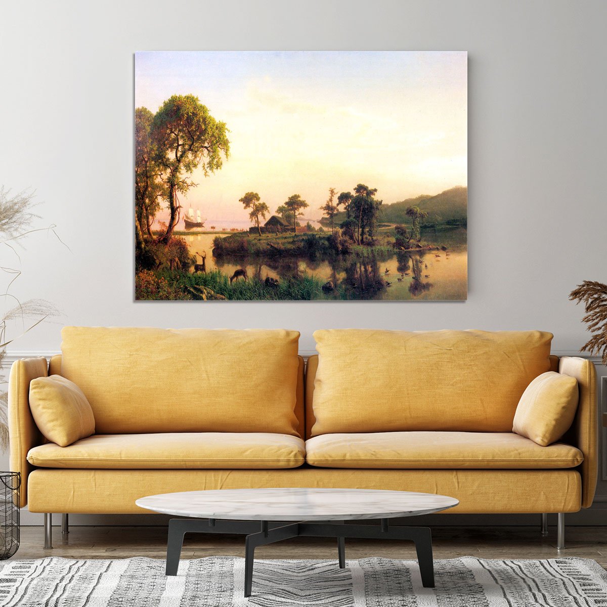 Gosnold on Cuttyhunk 1602 by Bierstadt Canvas Print or Poster