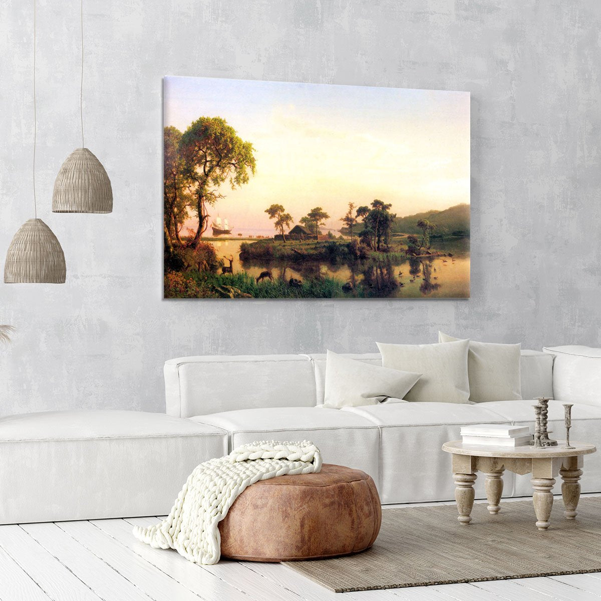 Gosnold on Cuttyhunk 1602 by Bierstadt Canvas Print or Poster