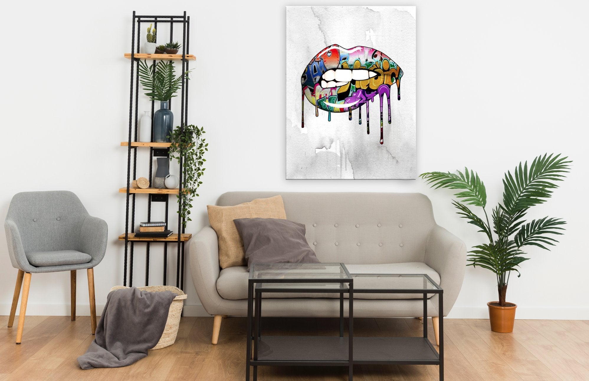 Graffiti Lips Canvas