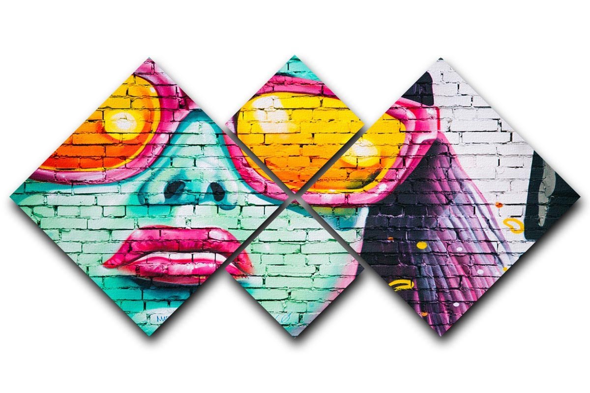 Graffiti Glasses 4 Square Multi Panel Canvas  - Canvas Art Rocks - 1
