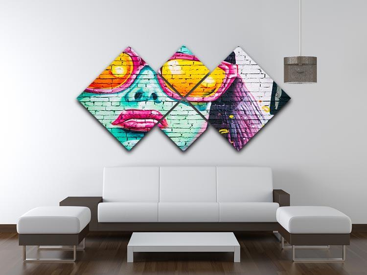 Graffiti Glasses 4 Square Multi Panel Canvas - Canvas Art Rocks - 3