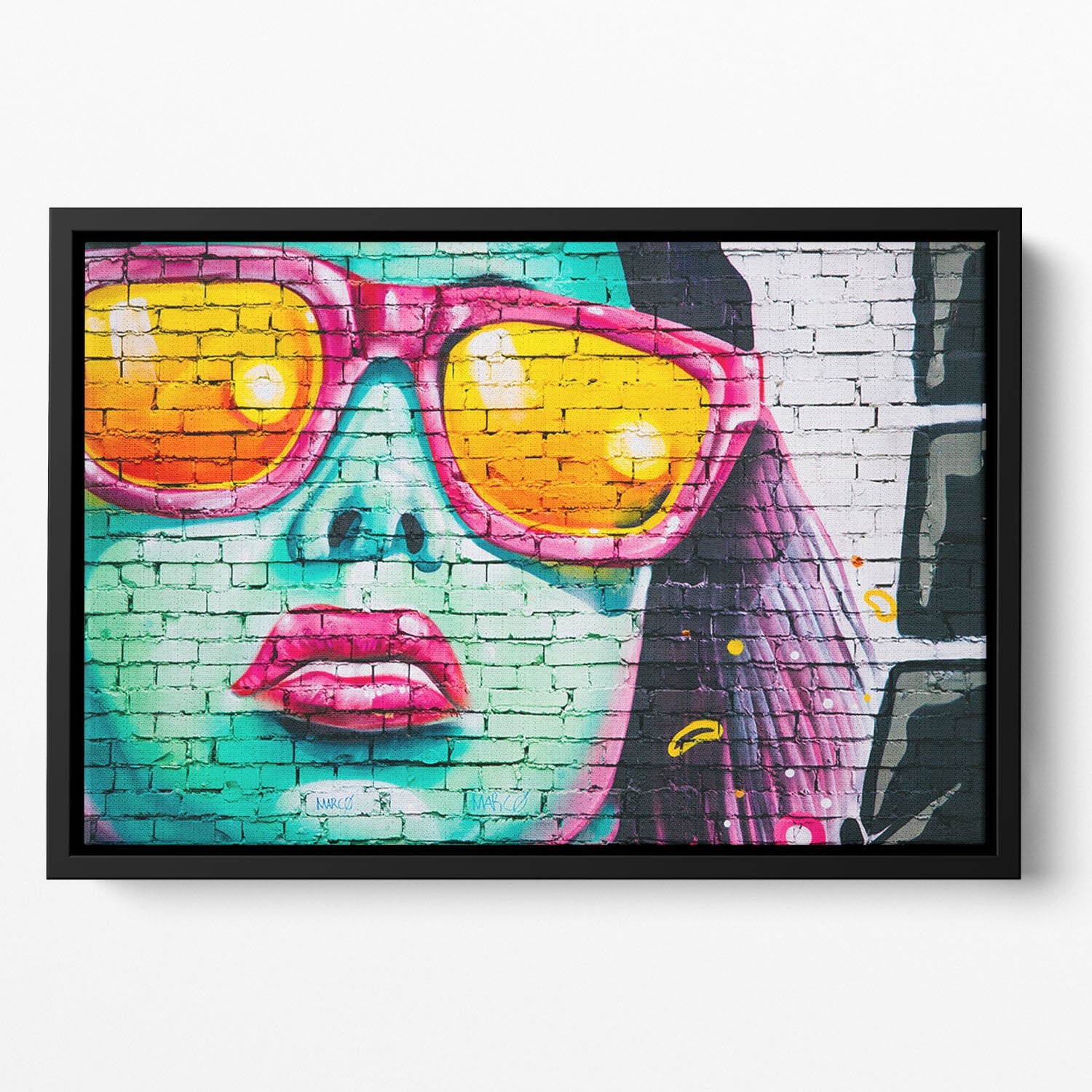 Graffiti Glasses Floating Framed Canvas
