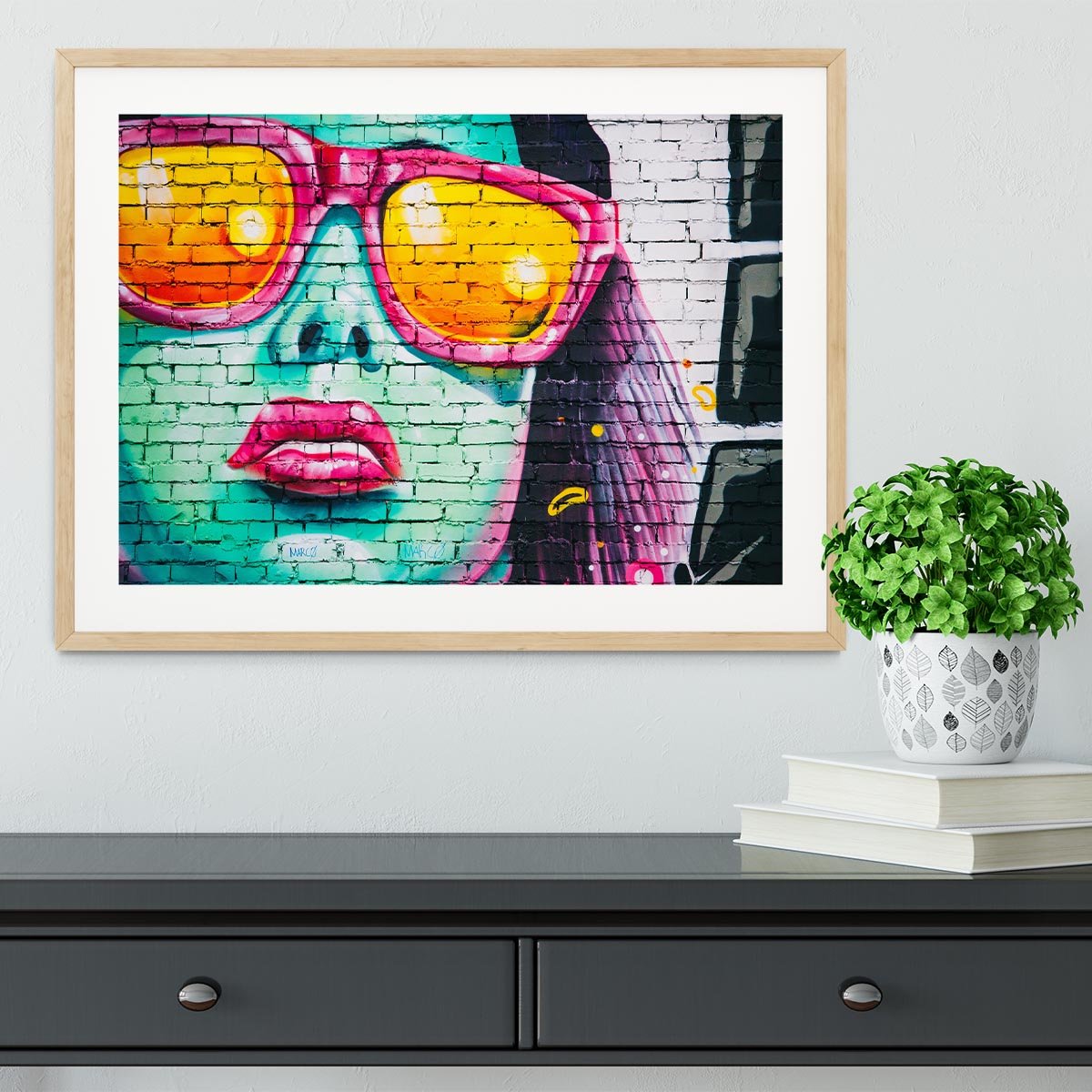 Graffiti Glasses Framed Print - Canvas Art Rocks - 3