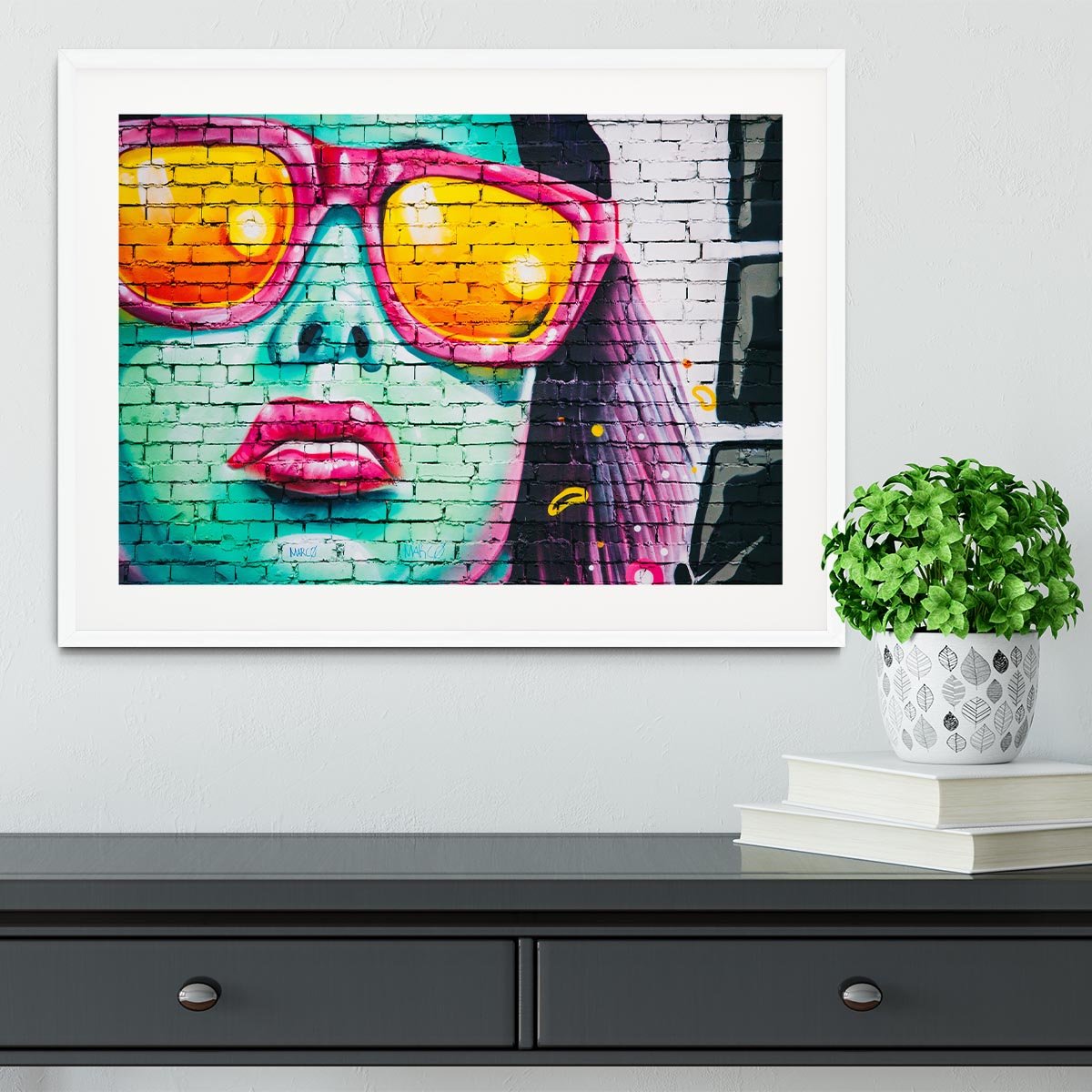 Graffiti Glasses Framed Print - Canvas Art Rocks - 5