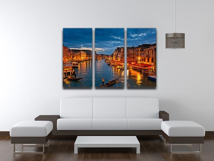 Grand Canal Venice at night 3 Split Panel Canvas Print - Canvas Art Rocks - 3