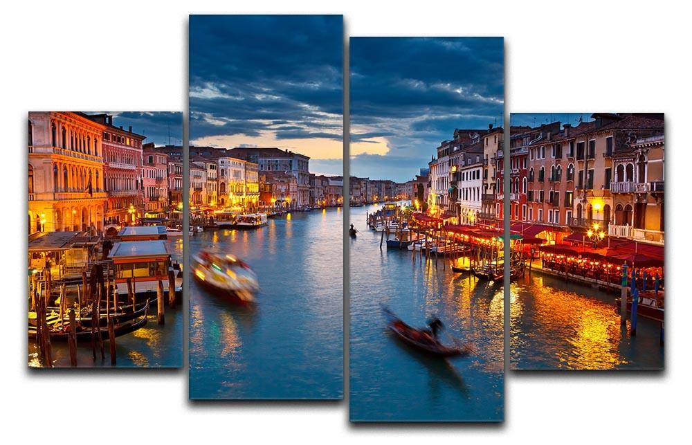 Grand Canal at night Venice 4 Split Panel Canvas  - Canvas Art Rocks - 1