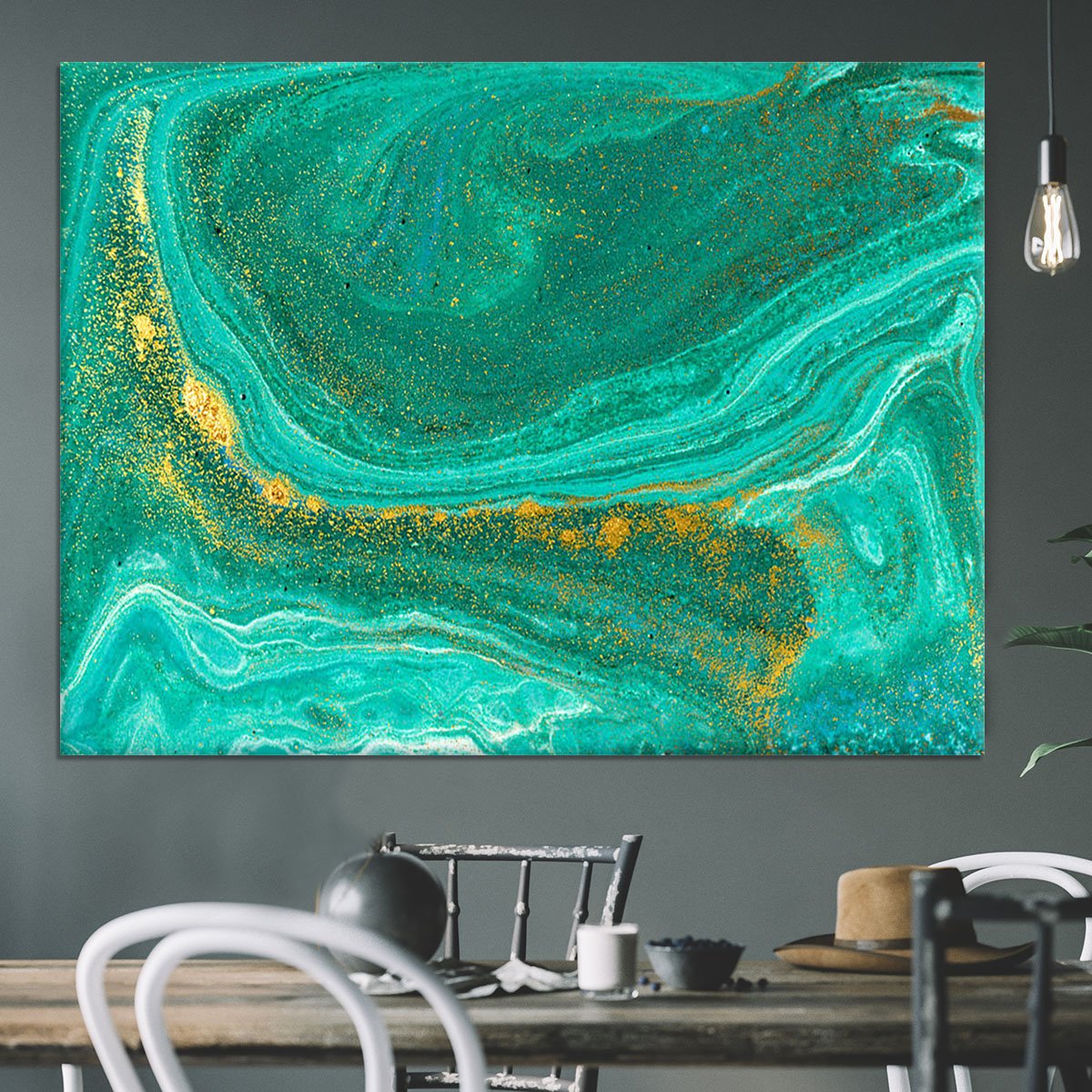 Green Swirled Marble Canvas Print or Poster