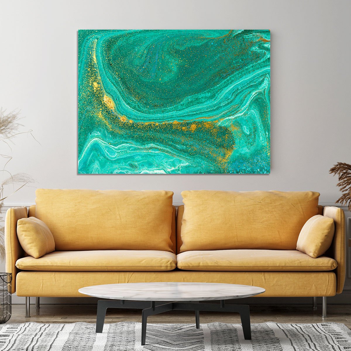 Green Swirled Marble Canvas Print or Poster