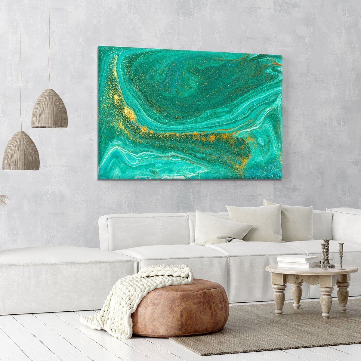 Green Swirled Marble Canvas Print or Poster