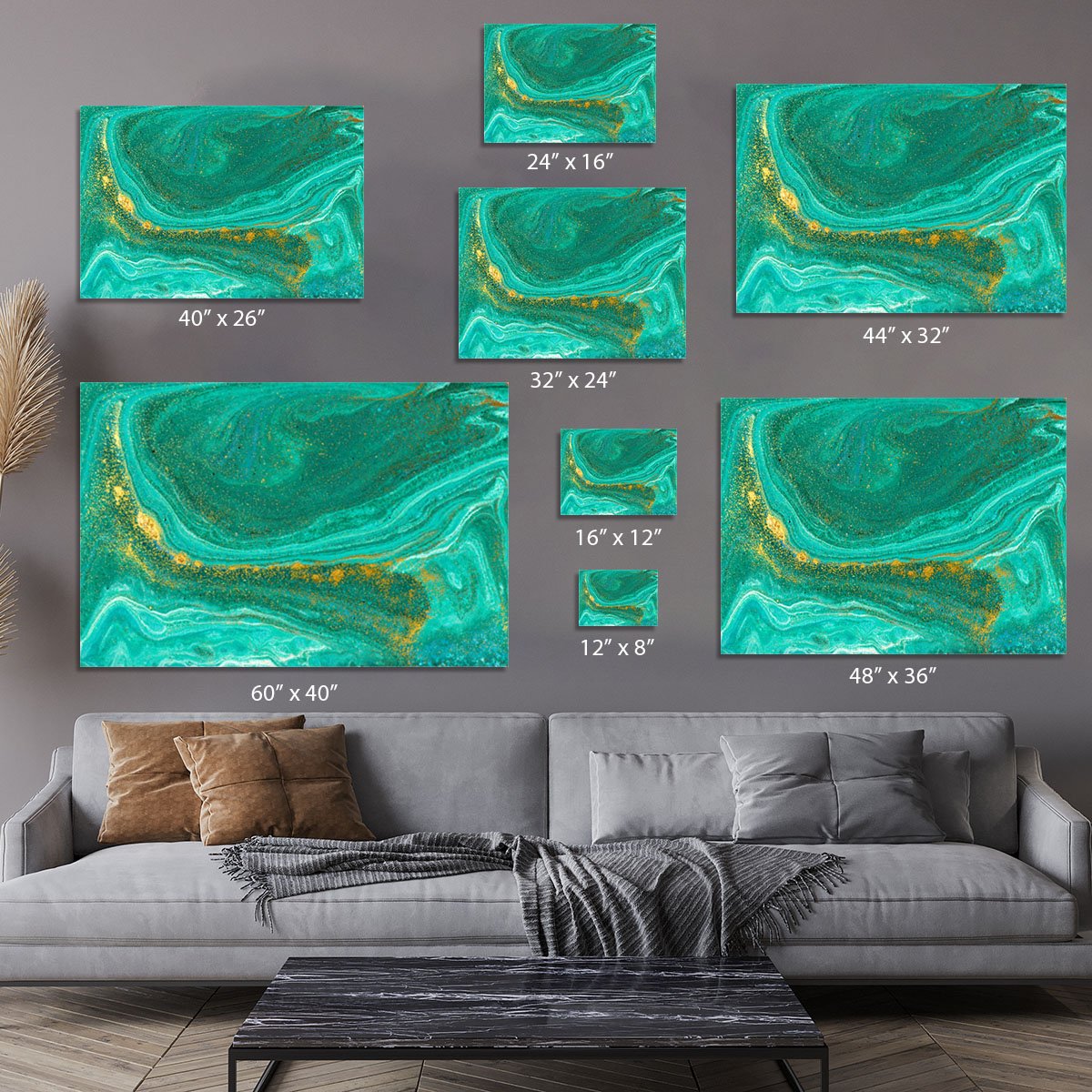 Green Swirled Marble Canvas Print or Poster
