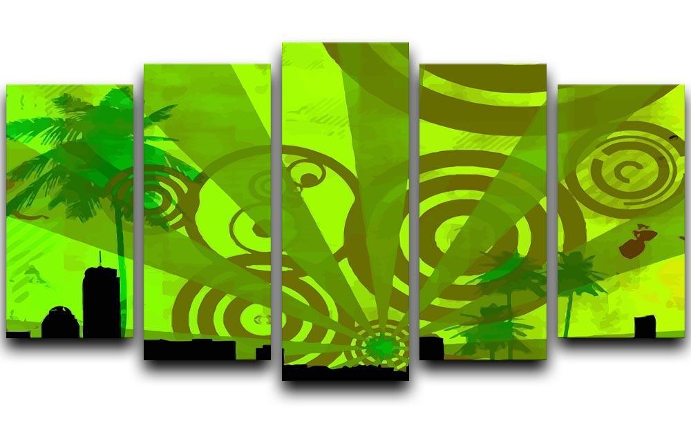 Green Urban Abstract 5 Split Panel Canvas  - Canvas Art Rocks - 1