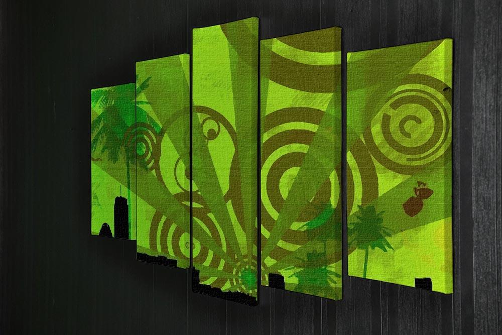 Green Urban Abstract 5 Split Panel Canvas - Canvas Art Rocks - 2