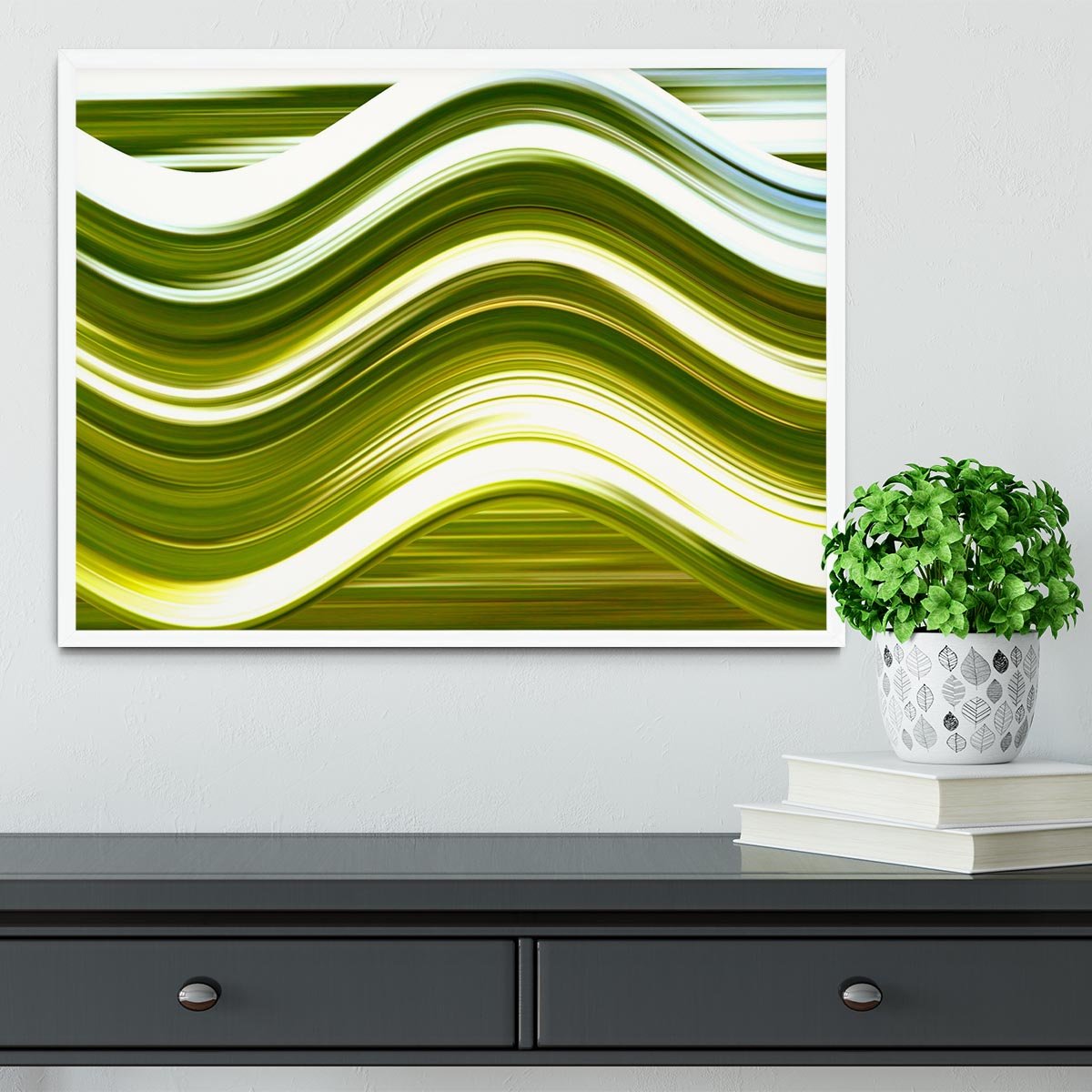 Green Wave Framed Print - Canvas Art Rocks -6