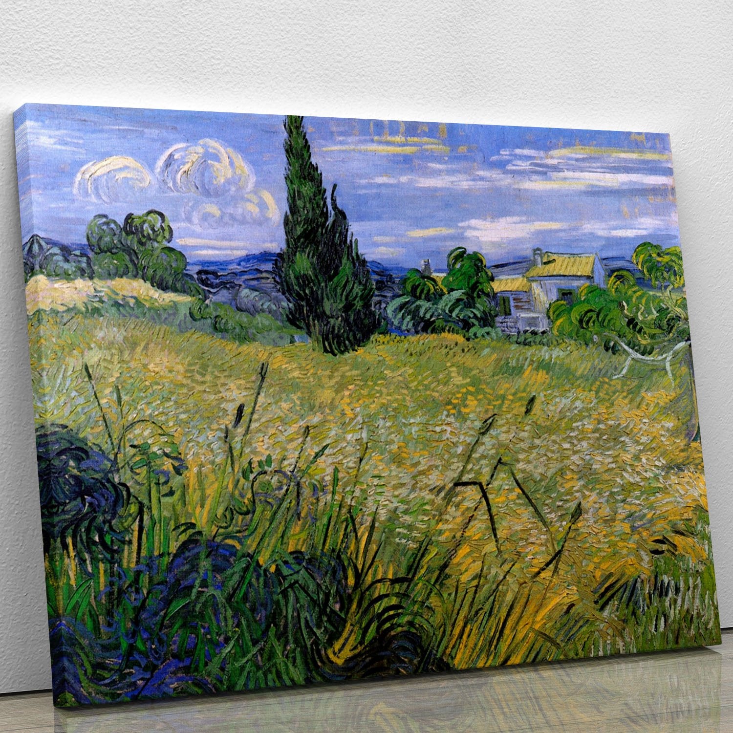 Green Wheat Field with Cypress by Van Gogh Canvas Print or Poster