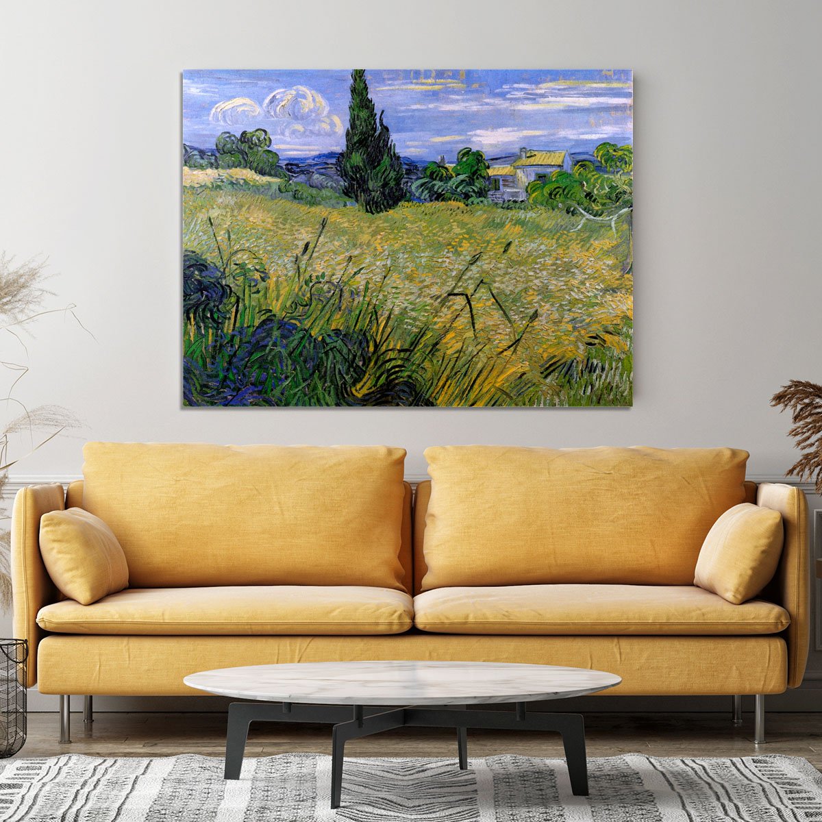 Green Wheat Field with Cypress by Van Gogh Canvas Print or Poster