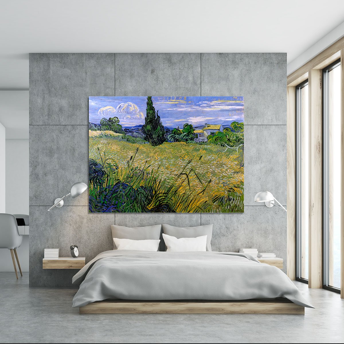 Green Wheat Field with Cypress by Van Gogh Canvas Print or Poster