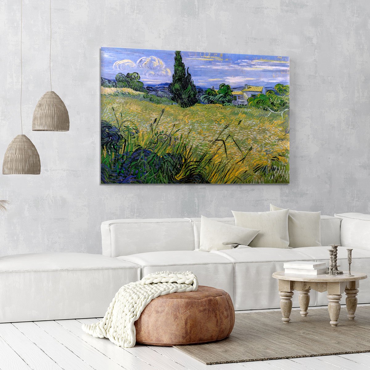 Green Wheat Field with Cypress by Van Gogh Canvas Print or Poster