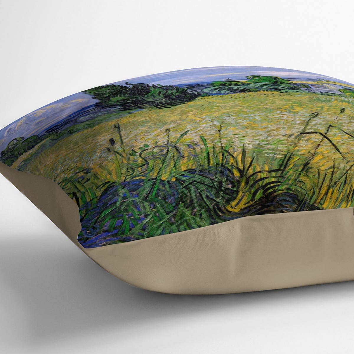 Green Wheat Field with Cypress by Van Gogh Throw Pillow